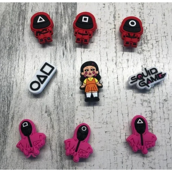 Lot of 9 Squid Games NEW Croc charms for shoes NEW - Picture 1 of 1
